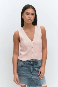 Gina Tricot Y knitted vest Rosa Online