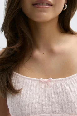 Gina Tricot Y lace ruched top Rosa Sale