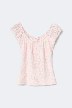 Gina Tricot Y lace ruched top Rosa Sale