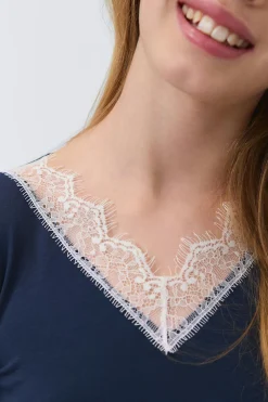 Gina Tricot Y lace top Blå Sale