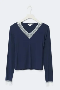 Gina Tricot Y lace top Blå Sale