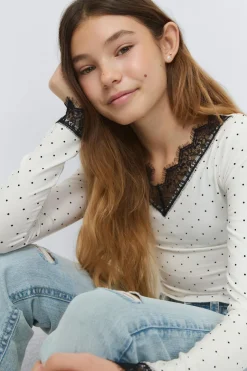 Gina Tricot Y lace top Hvit Best