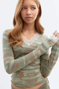 Gina Tricot Y lace top Grønn Online