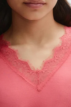 Gina Tricot Y lace top Rosa Hot