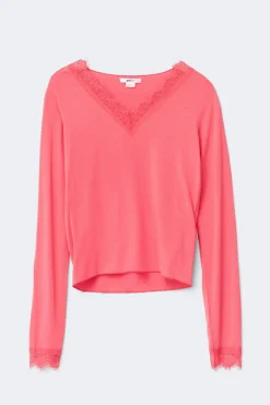 Gina Tricot Y lace top Rosa Hot