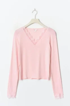 Gina Tricot Y lace top Rosa Best