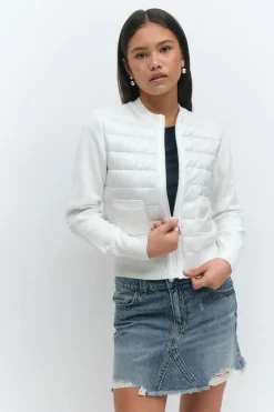 Gina Tricot Y lightweight rib jacket Hvit New