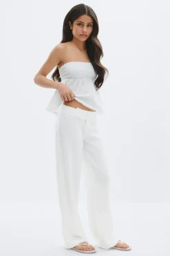 Gina Tricot Y linen blend trousers Hvit Clearance