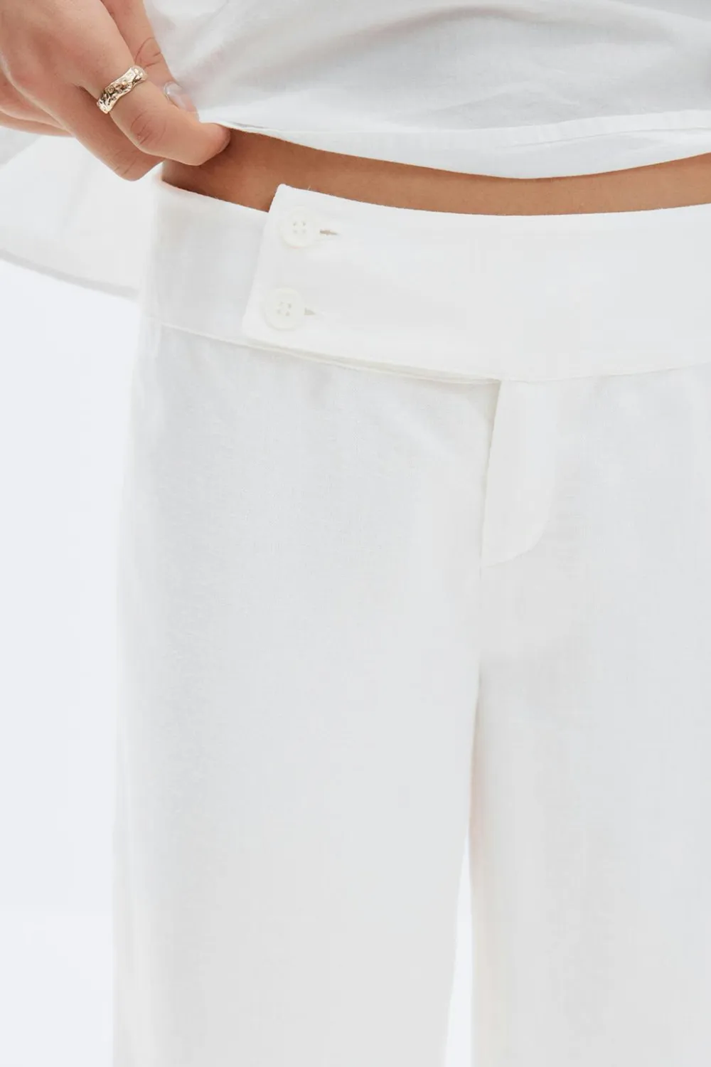 Gina Tricot Y linen blend trousers Hvit Clearance
