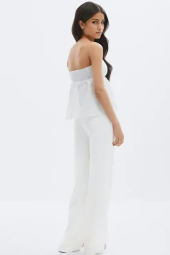 Gina Tricot Y linen blend trousers Hvit Clearance