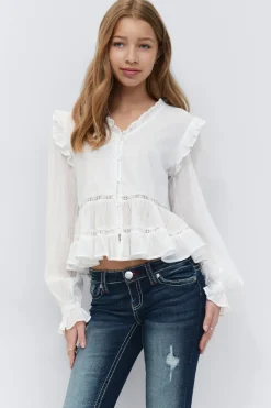 Gina Tricot Y long sleeve blouse Hvit Sale