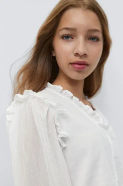 Gina Tricot Y long sleeve blouse Hvit Sale