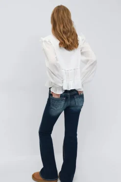 Gina Tricot Y long sleeve blouse Hvit Sale