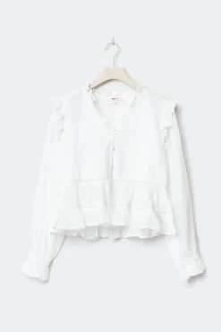 Gina Tricot Y long sleeve blouse Hvit Sale