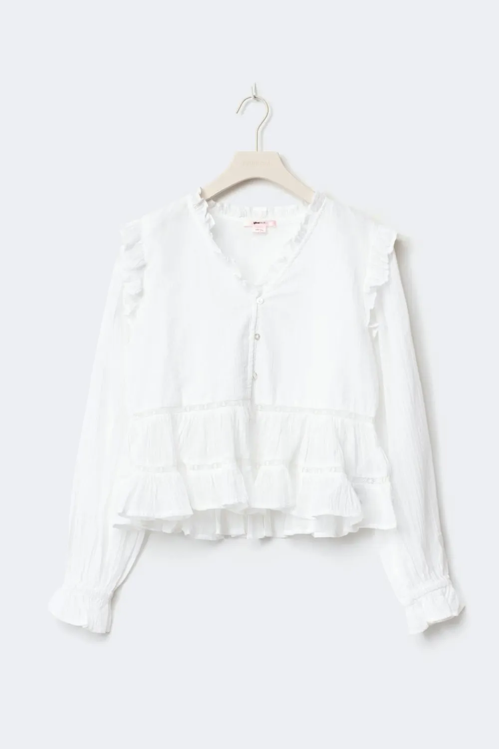 Gina Tricot Y long sleeve blouse Hvit Sale