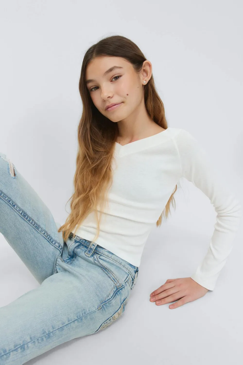 Gina Tricot Y long sleeve top Hvit Discount