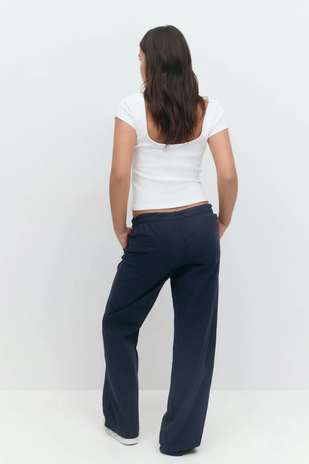 Gina Tricot Y low linen blend trousers Blå Online