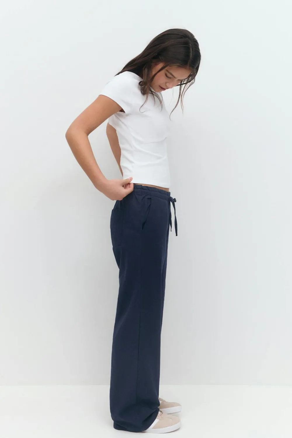 Gina Tricot Y low linen blend trousers Blå Online