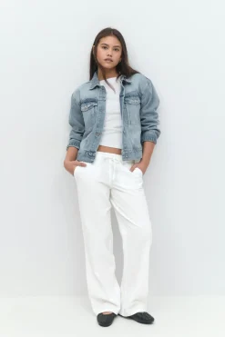 Gina Tricot Y low linen blend trousers Hvit New