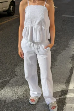 Gina Tricot Y low linen blend trousers Hvit New