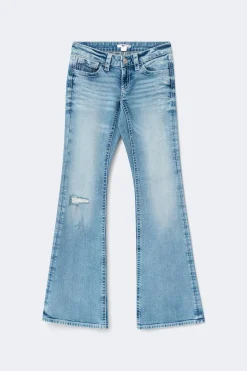 Gina Tricot Y one knee destroy jeans Blå Discount