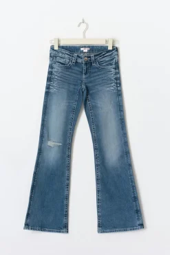 Gina Tricot Y one knee destroy jeans Blå Clearance