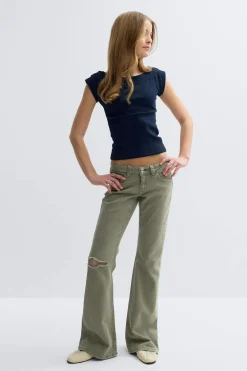 Gina Tricot Y one knee destroy jeans Grønn