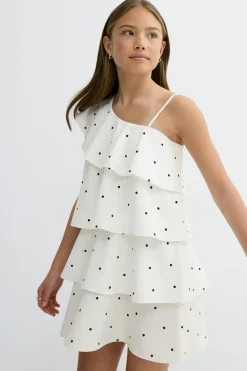 Gina Tricot Y one shoulder frill dress Svart Sale