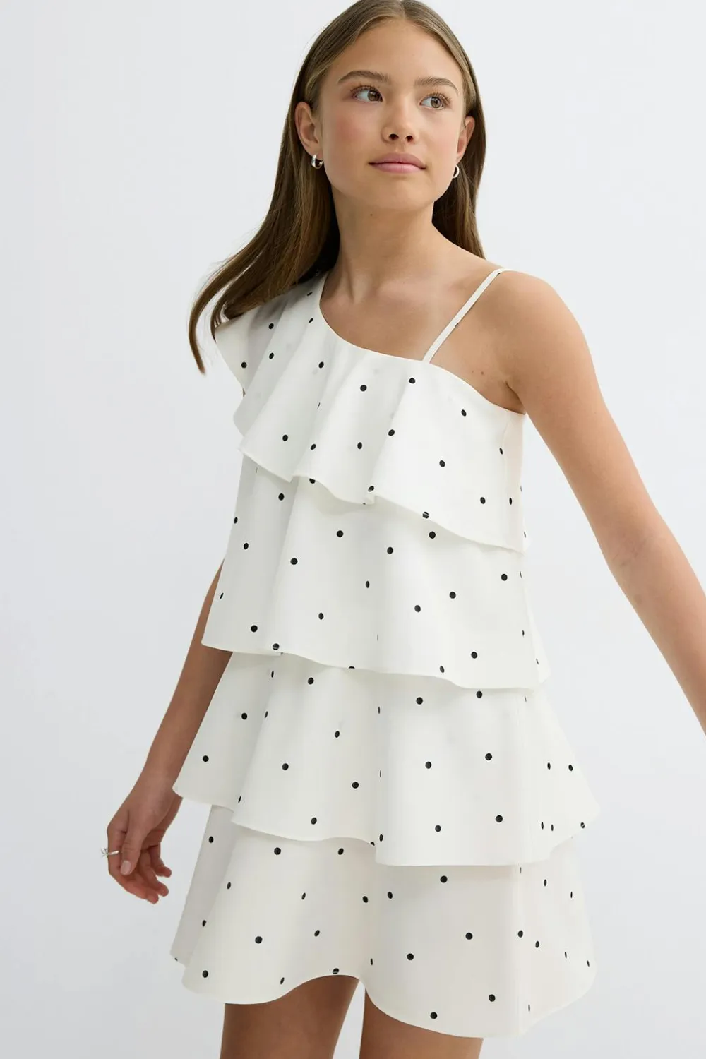 Gina Tricot Y one shoulder frill dress Svart Sale