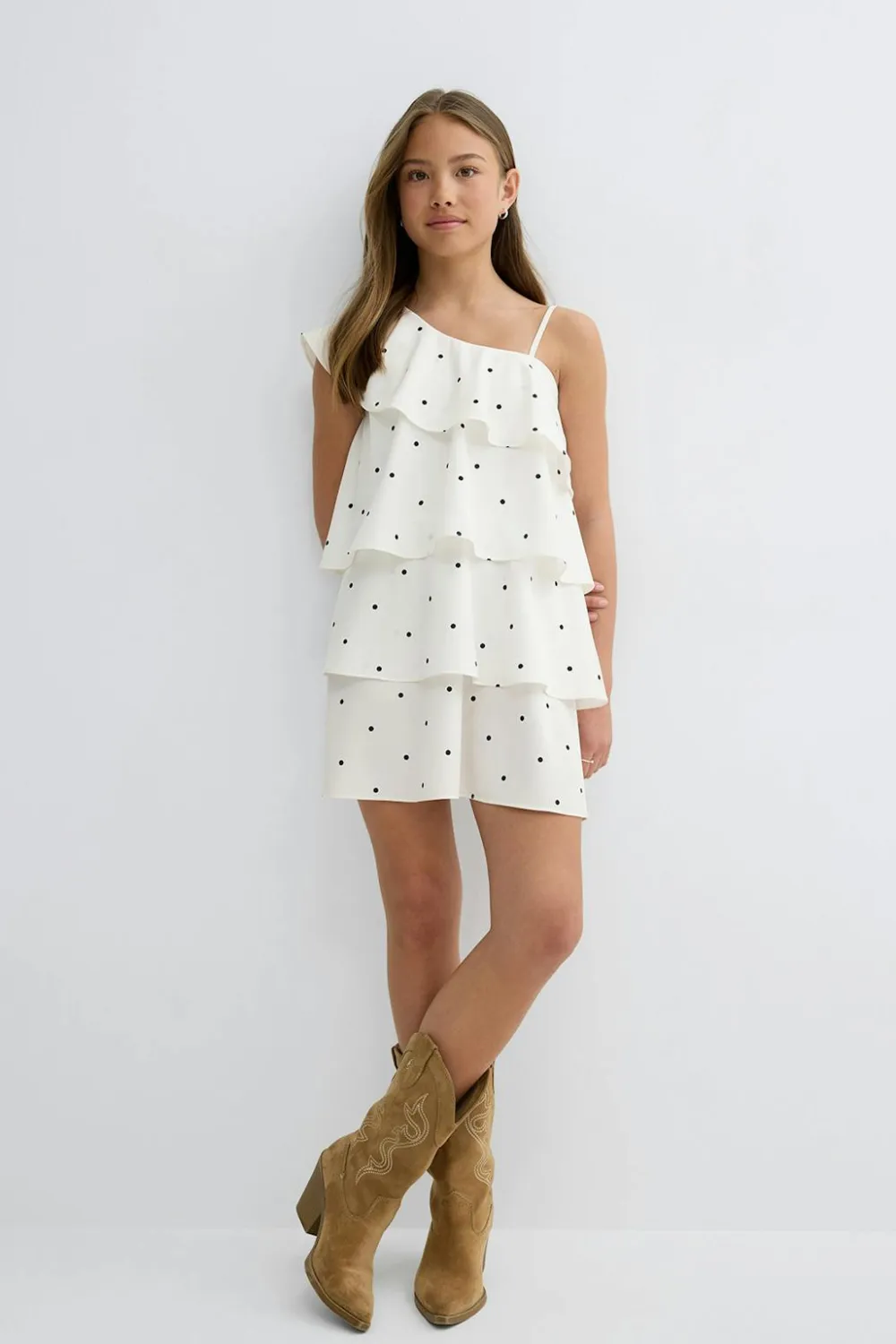 Gina Tricot Y one shoulder frill dress Svart Sale