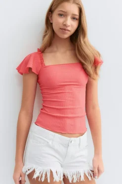 Gina Tricot Y open back frill top Rosa Discount