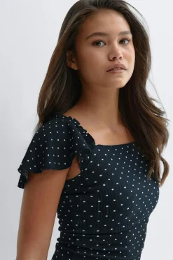Gina Tricot Y open back frill top Blå Online