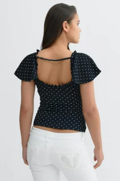 Gina Tricot Y open back frill top Blå Online