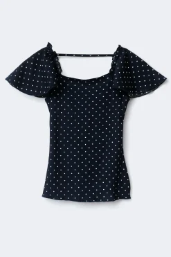Gina Tricot Y open back frill top Blå Online