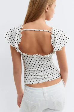 Gina Tricot Y open back frill top Svart Hot