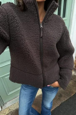 Gina Tricot Y pile zip jacket Brun Hot