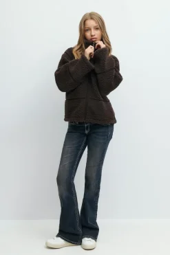 Gina Tricot Y pile zip jacket Brun Hot