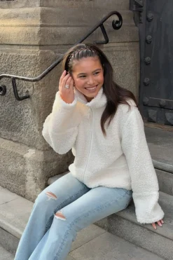 Gina Tricot Y pile zip jacket Hvit Outlet