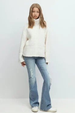 Gina Tricot Y pile zip jacket Hvit Outlet