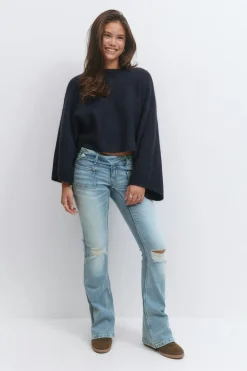 Gina Tricot Y pleated flare jeans Blå Outlet