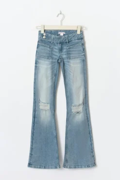 Gina Tricot Y pleated flare jeans Blå Outlet