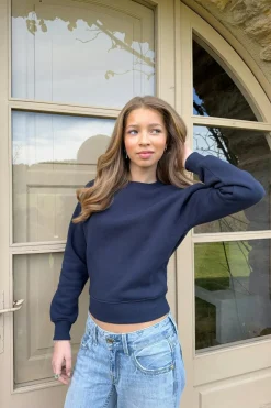 Gina Tricot Y printed sweater Blå Sale