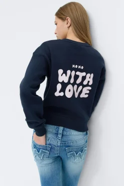Gina Tricot Y printed sweater Blå Sale