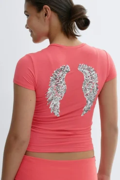 Gina Tricot Y printed tee Oransje Hot