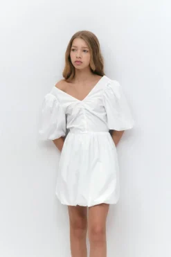 Gina Tricot Y puff sleeve dress Hvit Sale