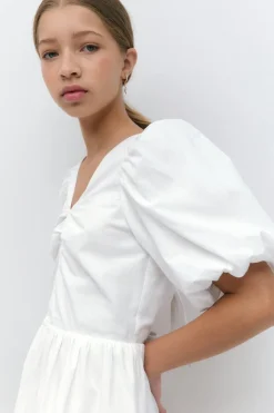 Gina Tricot Y puff sleeve dress Hvit Sale