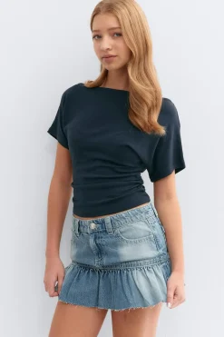 Gina Tricot Y ruched top Blå Outlet