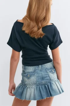 Gina Tricot Y ruched top Blå Outlet