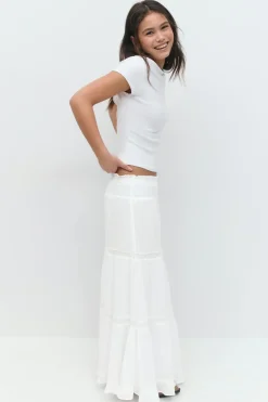 Gina Tricot Y scandi maxi skirt Hvit Outlet