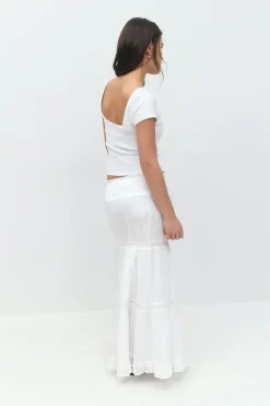 Gina Tricot Y scandi maxi skirt Hvit Outlet